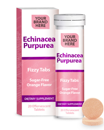 Echinacea Effervescent Tablets Private Label (SUGAR- FREE) | Echinacea Purpurea 250mg - Orange Flavor - Immune Support | Private Label Fizzy Tablets Manufacturer