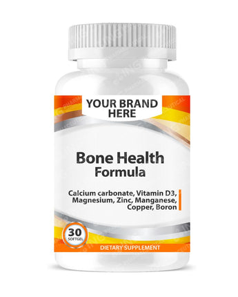 Bone Health Formula Softgels White Label | Calcium + Vit D3 + Magnesium + Zinc + Manganese + Cooper + Boron - Private Label Softgels Manufacturer