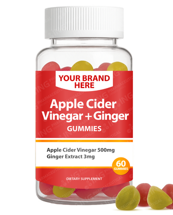 Apple Cider Vinegar + Ginger Gummies Private Label (PECTIN) | ACV + Ginger | Private Label Gummy Manufacturer | LOW MOQ FORMULA
