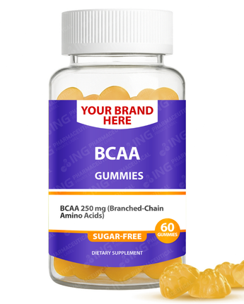 BCAA (Sugar-Free) Gummies Private Label (PECTIN) | Branched-Chain Amino Acids 250mg | Private Label Gummy Manufacturer | LOW MOQ FORMULA
