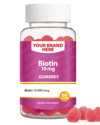 Biotin 10mg Gummies Private Label (PECTIN) | D-Biotin 10,000mcg | Private Label Gummy Manufacturer | LOW MOQ FORMULA