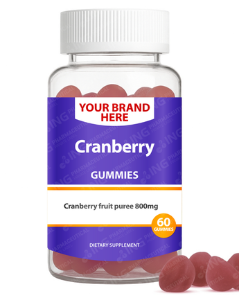 Cranberry Gummies Private Label (PECTIN) | Cranberry fruit extract 800mg  | Private Label Gummy Manufacturer | LOW MOQ FORMULA