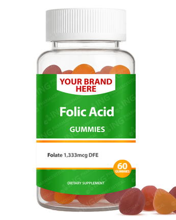 Folic Acid Gummies Private Label (PECTIN) | Vitamin B9 Gummies  | Private Label Gummy Manufacturer | LOW MOQ FORMULA
