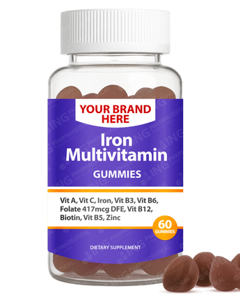 Iron Multivitamin Gummies Private Label (PECTIN) | Overall Support Gummies  | Private Label Gummy Manufacturer | LOW MOQ FORMULA