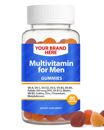 Multivitamin for Men Gummies Private Label (PECTIN) | Multivitamin for Male Support Gummies  | Private Label Gummy Manufacturer | LOW MOQ FORMULA