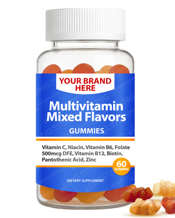 Multivitamin Mixed Flavors Gummies Private Label (PECTIN) | Comprehensive Support Gummies  | Private Label Gummy Manufacturer | LOW MOQ FORMULA
