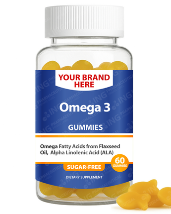 Omega-3 Plant-Based (Sugar-Free) Gummies Private Label (PECTIN) | Flaxseed Oil Gummies  | Private Label Gummy Manufacturer | LOW MOQ FORMULA