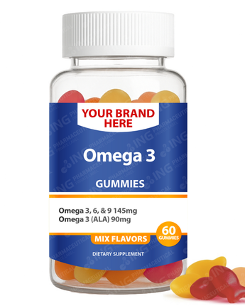 Omega-3 Mixed Flavors - (Plant-Based) Gummies Private Label (PECTIN) | Flaxseed Oil Gummies  | Private Label Gummy Manufacturer | LOW MOQ FORMULA