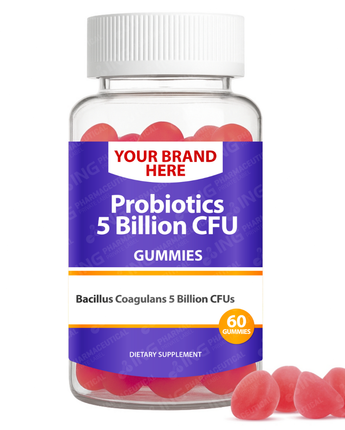 Probiotics 5 Billion CFU Gummies Private Label (PECTIN) | Bacillus Coagulans 5 Billion Gummies  | Private Label Gummy Manufacturer | LOW MOQ FORMULA